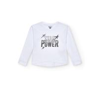 T-Shirt Blanc avec Inscription Star Power en Argent pour Fille de la Collection Dive Into The Night (Taille 6 Ans)