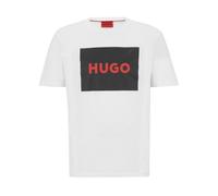 T-SHIRT BLANC EN COTON AVEC ÉTIQUETTE LOGO NOIR DULIVE222 HUGO XS