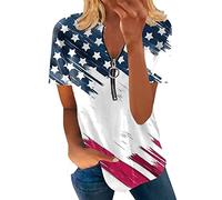 T Shirt Blanc Femme Hauts d'été pour Femmes Zipper V Neck Tees Short Sleeve Loose Casual Blouse Tee Shirt Polaire