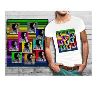 T-shirt blanc homme - Bob Marley - Collection Pop Art 02 - Col arrondi - Coupe ajustée - Manches courtes L