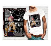 T-shirt blanc homme taille XL - Fairy Tail - Col arrondi - 100% polyester touché coton XL