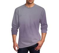 T-shirt blanc hommes t-shirts noirs hommes t-shirt blanc imprimé complet mode et décontracté basique col rond manches longues, Violet clair, 3XL