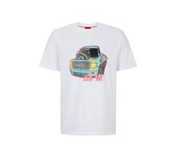 T-SHIRT BLANC HUGO RELAXED EN COTON À MOTIF ARTISTIQUE VOITURE DAMOTORO XL