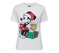 T-shirt blanc imprimé Mickey à coupe droite col rond et à manches courtes M