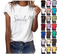 T-shirt blanc pour femme ample été imprimé personnalisé t-shirt col rond manches courtes hauts basiques décontractés coton t-shirts adolescentes filles mode italienne haut de sport, #Vert menthe, S