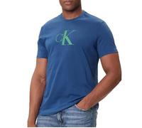 Calvin Klein T-Shirt Manches Courtes Homme Center Monogram Classic en Coton, Bleu (Blue Jean), XL