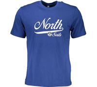 T-shirt bleu homme - manches courtes, col rond, avec impression élégante, taille : S Couleur : Blu
