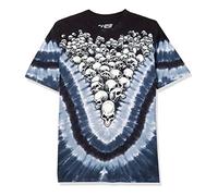 T-shirt bleu liquide fantaisie boneyard crânes V Tie Dye - multicolore - Medium