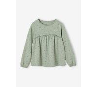 T-shirt blouse fille imprimé manches longues vert de gris 8A