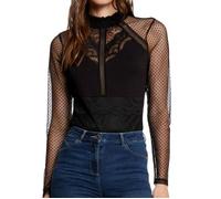 T-shirt Body - MORGAN - Julie - Manches longues - Col montant - Effet transparent M