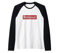 T-Shirt Bonjour Tendance pour Homme et Femme Manche Raglan