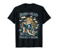 T-Shirt Born to Read Forced to Work Fantasy Book Lover T-Shirt