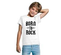 T-shirt Born to Rock pour garçons et filles, blanc, 12 ans