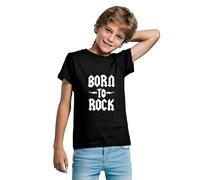 T-shirt Born to Rock pour garçons et filles, Noir , 10 ans