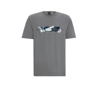 T-SHIRT BOSS TEE 8 GRIS EN COTON MÉLANGÉ À MOTIF ARTISTIQUE SKATE-BOARD SUR LE DEVANT ET AU DOS XL