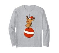 T-Shirt Boule de Noël Design Mignon Personnage Festif Renne Manche Longue