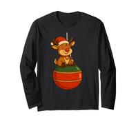 T-Shirt Boule de Noël Design Mignon Personnage Festif Renne Manche Longue