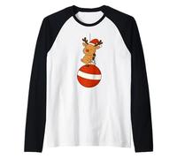 T-Shirt Boule de Noël Design Mignon Personnage Festif Renne Manche Raglan