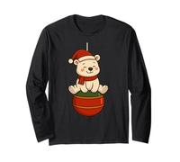 T-Shirt Boule de Noël Design Mignon Personnage Ours Polaire Manche Longue
