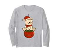 T-Shirt Boule de Noël Design Mignon Personnage Ours Polaire Manche Longue
