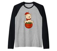 T-Shirt Boule de Noël Design Mignon Personnage Ours Polaire Manche Raglan