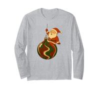 T-Shirt Boule de Noël Design Mignon Personnage Père Noël Manche Longue