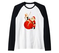 T-Shirt Boule de Noël Design Mignon Personnage Père Noël Manche Raglan