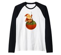 T-Shirt Boule de Noël Design Mignon Personnage Père Noël Manche Raglan