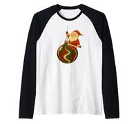 T-Shirt Boule de Noël Design Mignon Personnage Père Noël Manche Raglan