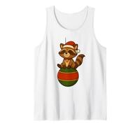 T-Shirt Boule de Noël Design Mignon Personnage Raton Laveur Débardeur