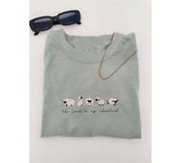 T-shirt brodé "Le Seigneur est mon berger" Psaume 23:1 Vêtements chrétiens Mouton Bleu-vert Campagne Grand-mère T-shirt graphique Hauts pour femmes L,M,S,XLAnimal,Cartoon,LettresÉtoffe