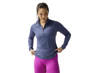 T-shirt Brooks Dash 1/2 Zip 3.0 Manches Longues Bleu, Taille XS.