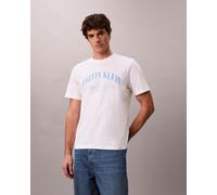 T-shirt Calvin Klein Logo NYC manches courtes blanc bleu - L