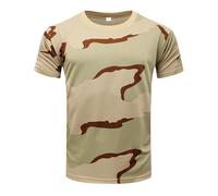 T-shirt camouflage pour homme en coton classique style militaire col rond tactique décontracté manches courtes camouflage désert britannique T-shirt d'entraînement pêche chasse athlétique chemises de