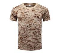 T-shirt camouflage pour homme en coton classique style militaire col rond tactique décontracté manches courtes camouflage désert britannique T-shirt d'entraînement pêche chasse athlétique chemises de
