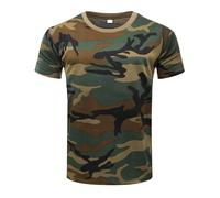 T-shirt camouflage pour homme - T-shirt militaire à manches courtes avec col rond - Motif camouflage - Séchage rapide - Respirant - T-shirt d'entraînement - T-shirt de course - T-shirt de travail, d,