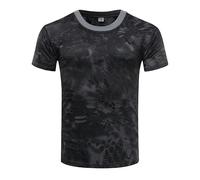 T-shirt camouflage vintage pour homme - T-shirt militaire confortable en coton à manches courtes et col rond - T-shirt de sport et de fitness, Anaconda noir, Taille 3XL