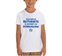 T-shirt Camping - PIXEL EVOLUTION - Chassez le naturiste - Blanc - Enfant 4 ans