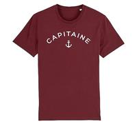 T Shirt Capitaine - pour Homme - Imprimé en France - Coton 100% Bio - Cadeau Anniversaire Papa Original Rigolo (Bordeaux, XL)