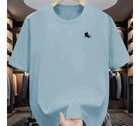 T-shirt casual à manches courtes avec imprimé chevalier, col rond pour homme, pour l'été. Se porte avec un pantalon casual, idéal pour les voyages, les vacances, le camping en plein air, les sports. L