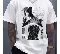 T-shirt casual pour hommes 100% coton 220g, T-shirt imprimé avec motif de personnages d'anime japonais, motif des personnages Gojo Satoru et Geto Kagome, convient à ceux qui aiment ces deux personnage