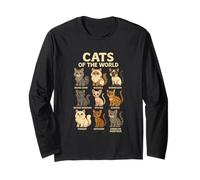 T-Shirt Cats of The World Races de Chats Design Mignon Manche Longue