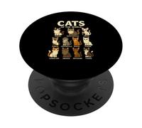 T-Shirt Cats of The World Races de Chats Design Mignon PopSockets PopGrip Adhésif