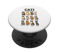 T-Shirt Cats of The World Races de Chats Design Mignon PopSockets PopGrip Adhésif