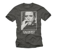 T-shirt Charles Bukowski Quotes - MAKAYA - FIND WHAT YOU LOVE - Gris - Homme - Manches courtes XXXXXL