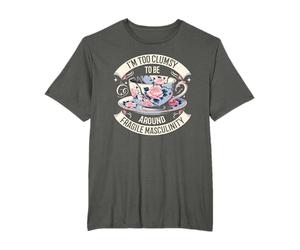 T-Shirt CharlIan Minds - Smash Patriarchy Feminist I'm Too Clumsy To Be Around Fragile Masculinity Unisex Adulte Noir T-Shirt Coupe Classique Manche Courte Size S