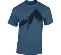 T-shirt chasseur pour homme - Renard de la forêt, Bleu denim - Renard de la forêt, L