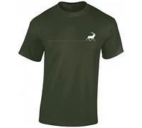 T-shirt chasseur pour homme - Renard de la forêt/Marche Deer/Cerf de la forêt - Cadeau pour chasseur - T-shirt de chasse pour homme - Accessoires de chasse, Vert armée - Walking Deer, XXL