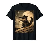 T-Shirt Chat Jouant du Violon sous Le Clair de Lune Vintage Amateur T-Shirt