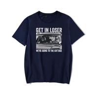 T-shirt chauffant « Get in Loser We're Going to The Cottage » - Col ras du cou - Manches courtes - Style décontracté et tendance, bleu marine, 4XL